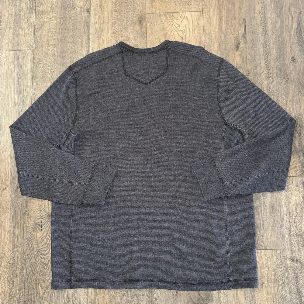 Eddie Bauer Mens XL Thermal Crew‎ Neck Shirt  Charcoal Grey Waffle Knit Casual